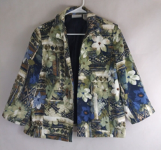Alfred Dunner Petite Women&#39;s Colorful Floral Open Front Blazer Jacket Si... - $13.57
