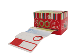100 Holiday Gift Tags Stickers in Dispensing Box Christmas Theme #1 - $7.69