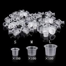 UPTATSUPPLY Tattoo Ink Cups 300Pcs Mixed Size Permanent Makeup Pigment Clear Hol - £9.32 GBP