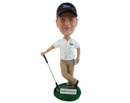 Custom Bobblehead Pro Golfer With His Gold Stick - Sports &amp; Hobbies Golfing Pers - £69.99 GBP