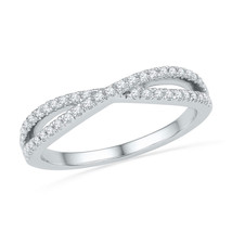10k White Gold Womens Round Diamond Crossover Band Fashion Ring 1/4 Ctw - £380.49 GBP