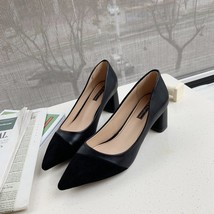 summer new women thick with shallow Colorblock Women Shoes Pointed Toe Pumps Dre - £25.92 GBP