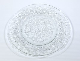 AP) Vintage Floral Leaf Clear Glass Serving Plate 10&quot; Diameter - $11.87