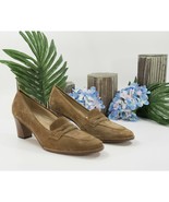 Salvatore Ferragamo LU4672367 Beige Suede Penny Loafer Shoes Heels 8 X N... - $79.93