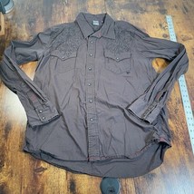 Southern Thread Shirt Mens Large Brown Pearl Snap Long Sleeve Western Co... - $24.74