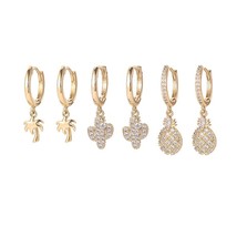 R color shiny zircon pineapple cactus hoop earrings for women light luxury cute 6 piece thumb200