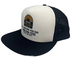 Vintage Kansas One Call System Hat Cap Snap Back Black Mesh Trucker One Size - £15.81 GBP