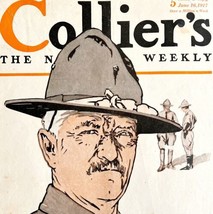 Collier&#39;s WW1 Pershing Military 1917 Lithograph Magazine Cover Antique A... - £46.90 GBP