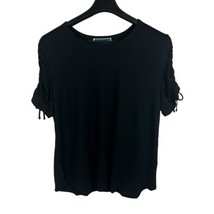 Karen Scott Ruched-Sleeve T-Shirt Women’s Deep Black  Size X-Large 100% Cotton - £18.23 GBP