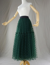 Black Tulle Midi Skirt Outfit Women Custom Plus Size Polka Dot Tulle Skirt image 11