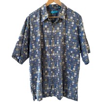 Tori Richard Mens Shirt 2XL Blue Geometric Check Hawaiian Button Up Trop... - $24.99