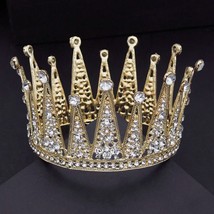 Vintage Baroque Round Crown | Gold Silver round Crystal crown |  Princess Queen  - £71.93 GBP