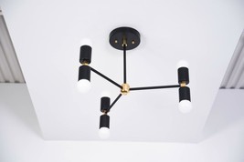 Modern Chandelier Lighting Pinwheel Hanging Large Black Ceiling Lights - £100.46 GBP