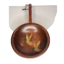 Vintage MUNISING Hand Painted Signed Wood Bowl with Handle Mallard Design USA - £36.54 GBP