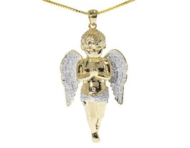 10K Yellow Gold Over Round Diamond Cherub Angel Piece 2 Inch Pendant Charm 2 Ct - $199.49