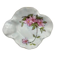 Lefton China Hand Painted Candy Trinket Dish Pink Dogwood 1989 Stamp #07... - £14.57 GBP