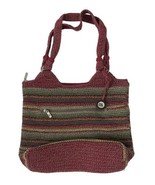 THE SAK Womens Handbag BELLE Rainbow Stripe Crochet Knit Tote Purse Zip ... - $14.39