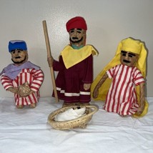 Vintage Hand Crafted Straw Basket Weave Nativity Set Dolls Folk Art - £19.46 GBP