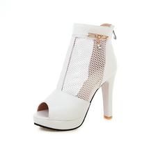 Spring Autumn Women Sexy Mesh Thin High Heels Ankle Boots Ladies Drop Fashion Pe - £57.94 GBP