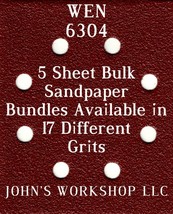 WEN 6304 - 1/4 Sheet - 17 Grits - No-Slip - 5 Sandpaper Bulk Bundles - $4.99