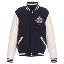 NHL Winnipeg Jets  Reversible Fleece Jacket PVC Sleeves 2 Front Logos JHD - £95.91 GBP