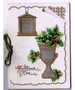 Christmas Greeting Card Calendar Flowerpot Mistletoe Holly Birn Bros VIN... - £2.84 GBP