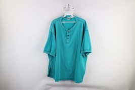 Vtg 90s Streetwear Mens 2XL Distressed Blank Short Sleeve Henley T-Shirt... - £22.27 GBP