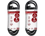 2 Pack Of 3 Ft Black Extension Cord, Weather-Resistant 16/3 Sjtw, 1625 W... - £15.12 GBP