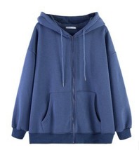 Zip Up Hooded Sweatshirt Solid Color Oversized Harajuku Fall Women Clothes Korea - £90.53 GBP