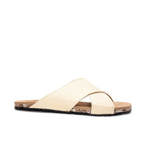 Vegan sandal flat criss-cross strap backless open-toe padded with organic fabric - £72.02 GBP