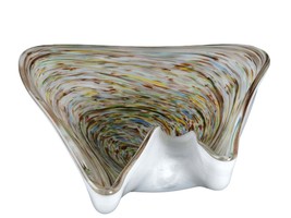 Large 1950&#39;s Murano End of Day Glass with gold flakes Biomorphic Ashtray... - $163.35