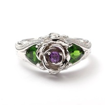 Malevolent Villian Engagement Ring Amythest and Diopside Briar Rose Fairy Tale - £131.89 GBP