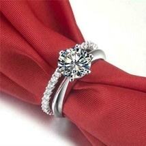 3CT Moissanite Redonda Solitario Boda Anillo 14K Bañado en Oro Blanco - £110.18 GBP