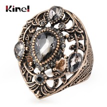 Vintage Jewelry Wholesale Gray Crystal Ring For Women Antique Gold Color Wedding - £6.05 GBP