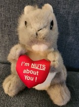 Russ Berrie Gray Squirrel Plush 8” Stuffed Animal Plush Holding Heart - £5.49 GBP
