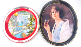 Lot of 2 VTG Coca-Cola Trays 1973 Gibson Girl &amp; 1982 World&#39;s Fair Sizes in Dscrp - £18.98 GBP