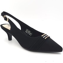 Easy Street Women Slingback Pump Heels Maeve Size US 7.5M Black Lamy Faux Suede - £25.18 GBP