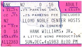 Hank Williams Jr.Concert Ticket Stub Décembre 4 1983 Norman Oklahoma - £40.21 GBP