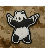 3D PVC Panda With Guns Shooting Panda Rubber Morale Patch Hook Fastener ... - €7,33 EUR