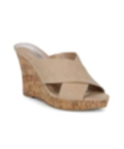 NEW Charles by Charles David Latrice Microsuede Wedge SANDAL Beige Size ... - £70.78 GBP