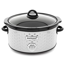 Brentwood Scallop Pattern 4.5 Quart Slow Cooker in Stainless Steel - £66.11 GBP