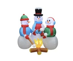 Inflatable Snowman Family of 3 Sitting By Campfire Roasting Marshmallows (a) - £276.96 GBP