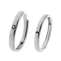 2Pcs Sun and Moon Lover Couple Rings Set Promise Wedding Bands for Him and Her - £11.42 GBP