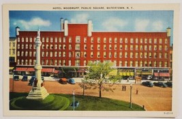Hotel Woodruff Public Square Watertown,New York Vintage Cars Linen Postc... - $13.48