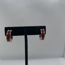 Gold-Tone &amp; Red Enamel Hoop Clip on Earrings - $14.60