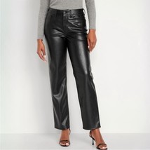 NWT OLD NAVY High Waisted OG Loose Faux Leather Pants in Black Size 12 - £29.50 GBP