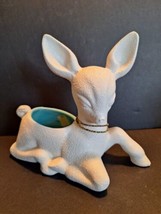 Vintage Royal Haeger Deer Planter White w/Teal Glaze Inside  #R1913 Mid Century  - £23.67 GBP