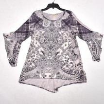 One World Live Let Live Top Women&#39;s Bell Long Sleeve Gypsy Blouse Size Large - £16.86 GBP
