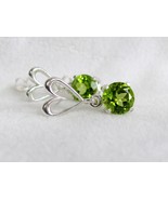 Peridot Heart Sterling Silver Post Earrings RKS326 - £47.96 GBP