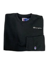 Champion Men&#39;s Powerblend Pullover Sweatshirt Embroidery Logo Black Medium - £12.78 GBP